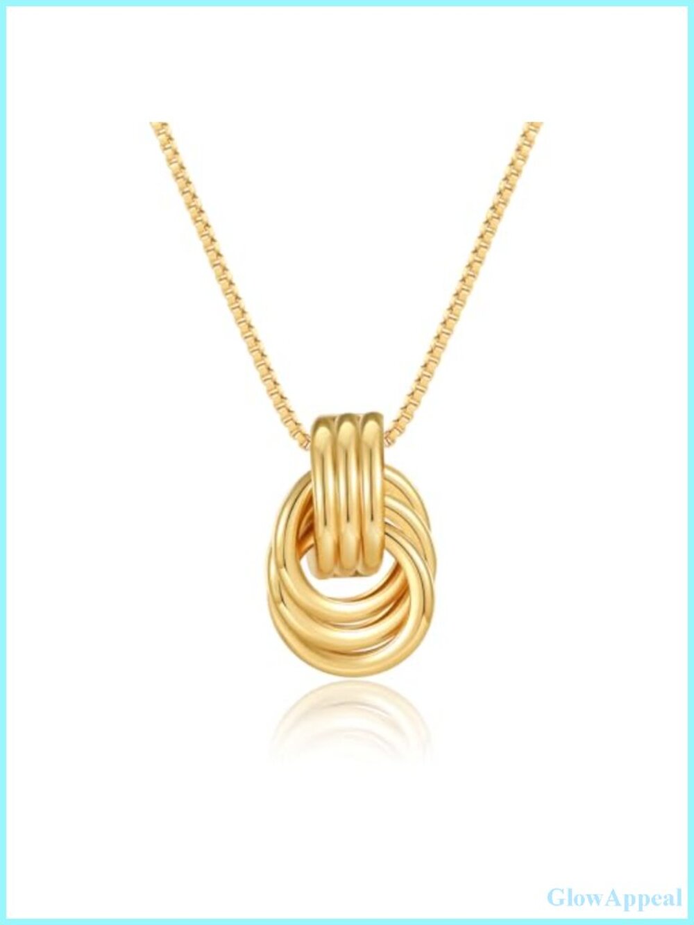 14K Gold Plated Chunky Knot Pendant Necklace Snake Chain Women